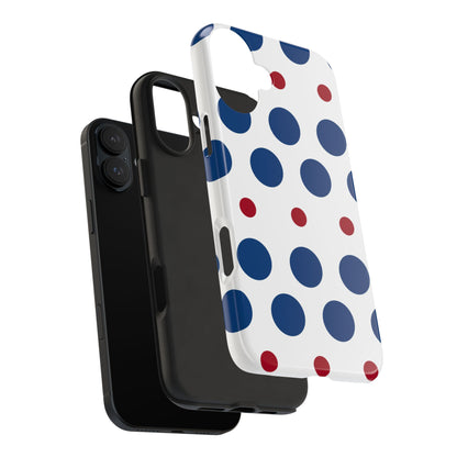 Bold Navy & Red Polka Dot Pattern – iPhone Case