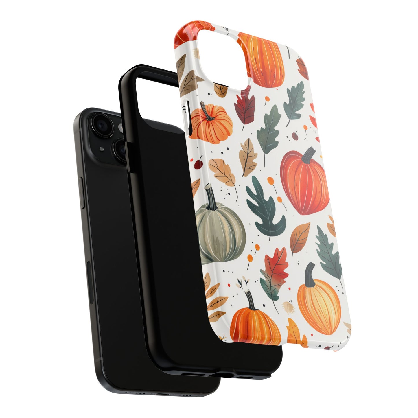 Autumn Harvest iPhone Case - Pumpkin and Fall Leaf Design