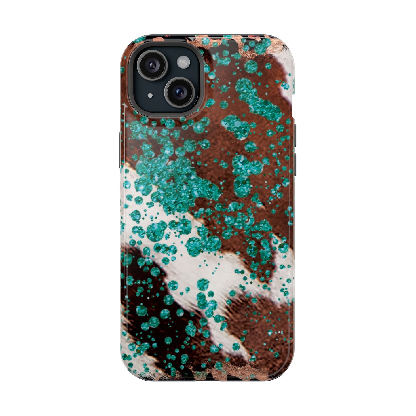 Teal Glitter Cowhide - MagSafe iPhone Series Case