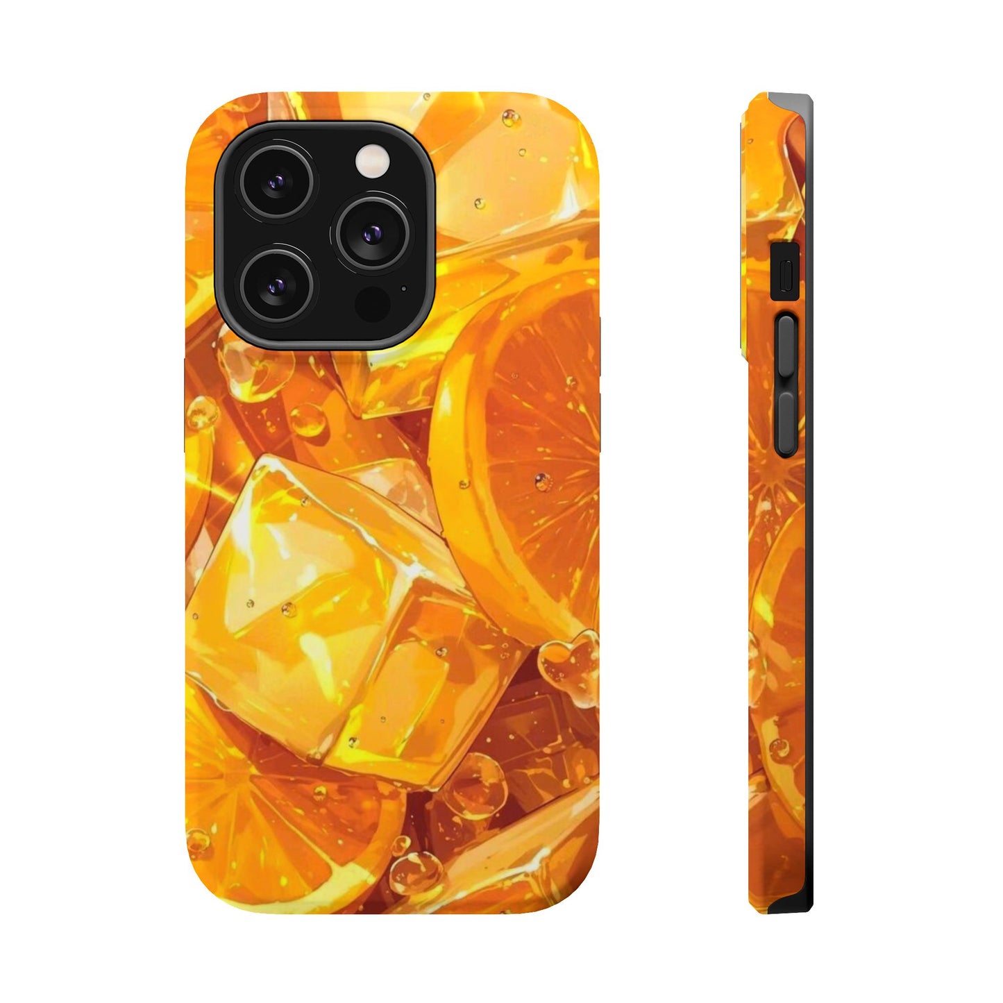 Citrus Splash MagSafe iPhone Case – Bright Orange Slices & Ice, Dual-Layer Protection