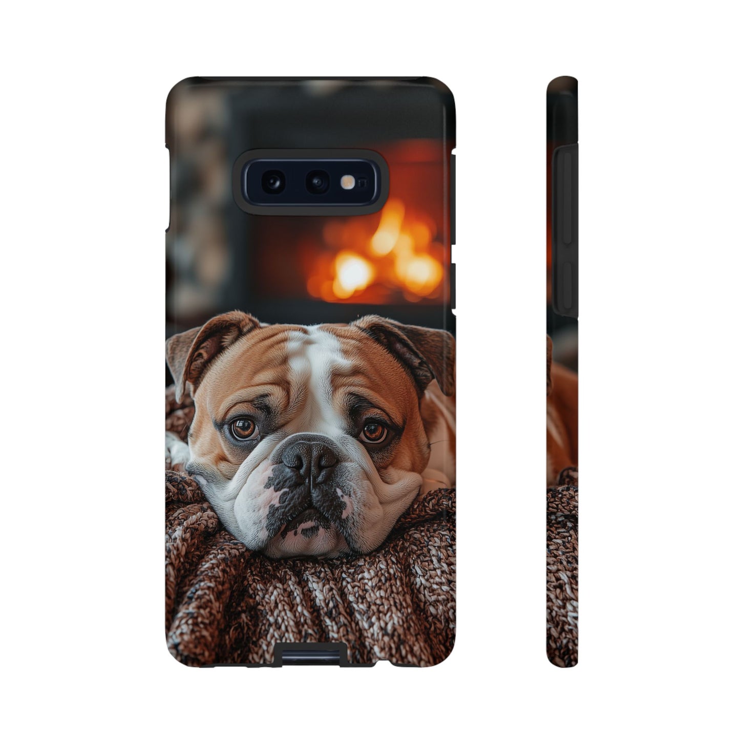 Cozy Bulldog Samsung Galaxy Case – Fireside-Inspired Protective Cover