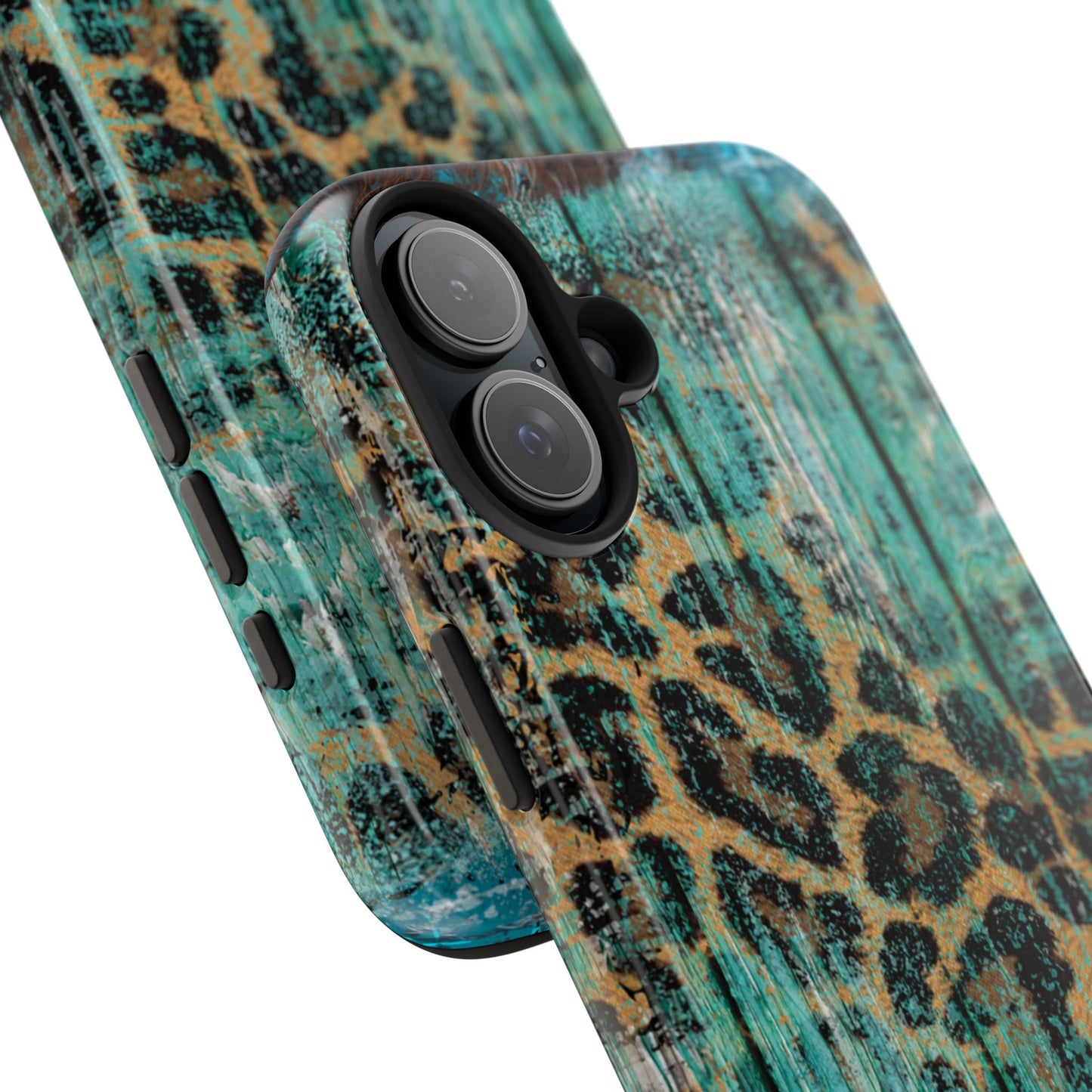 Turquoise Rustic Leopard Wood - iPhone Series Case