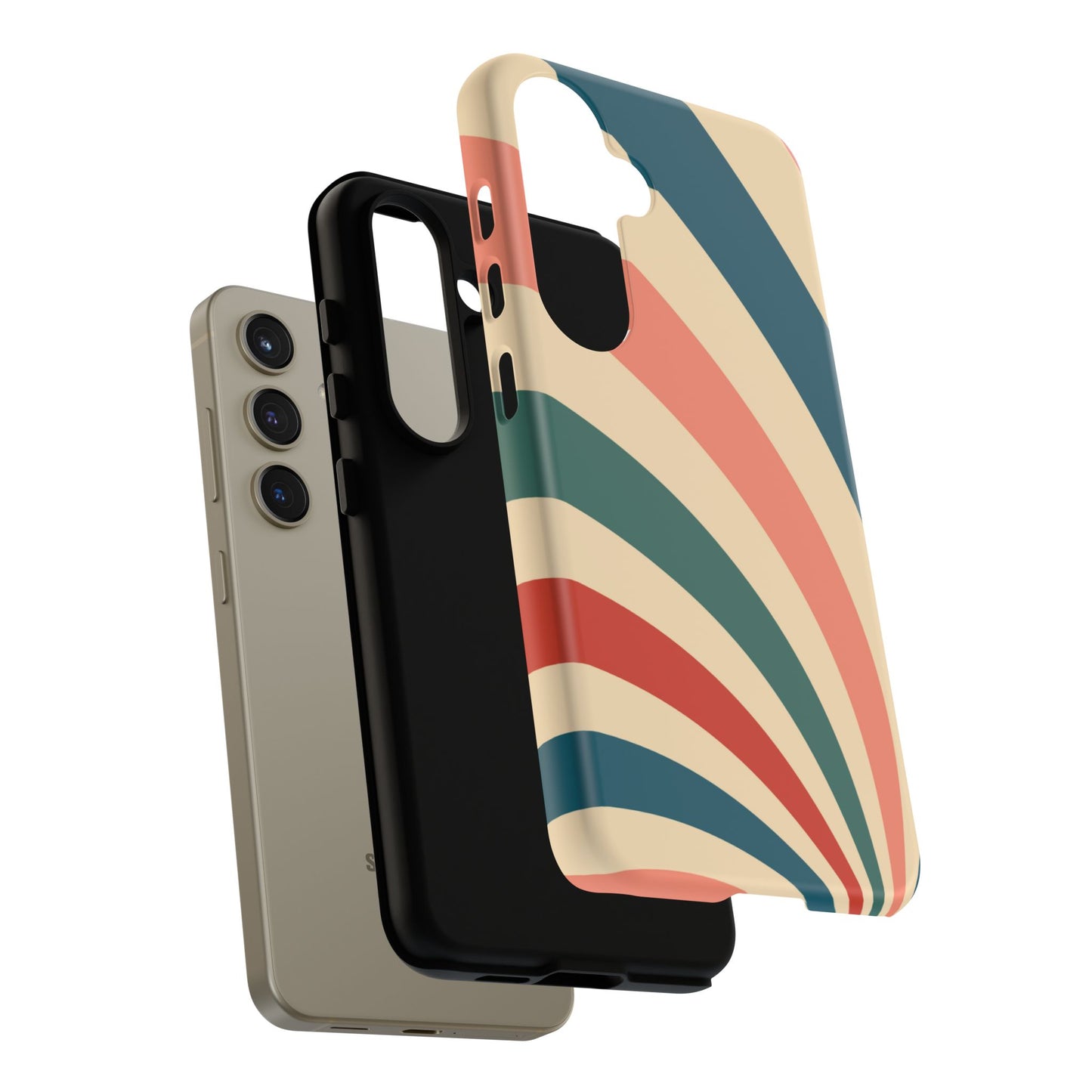 Retro Sunburst Swirl Samsung Galaxy Case – Dual-Layer Protection with Bold 70s Vibes