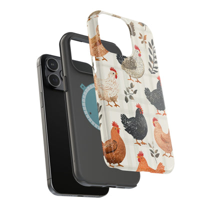 MagSafe iPhone Case: Vintage Chicken & Leaves – Farmhouse Style Case