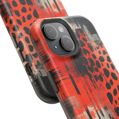 MagSafe iPhone Case: Cheetah Plaid – Red & Black Pattern