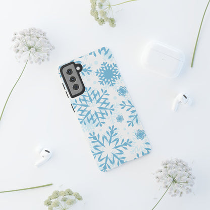 Frosty Blue Snowflakes Samsung Galaxy Case – Shockproof, Smooth Matte Finish, Dual-Layer Design