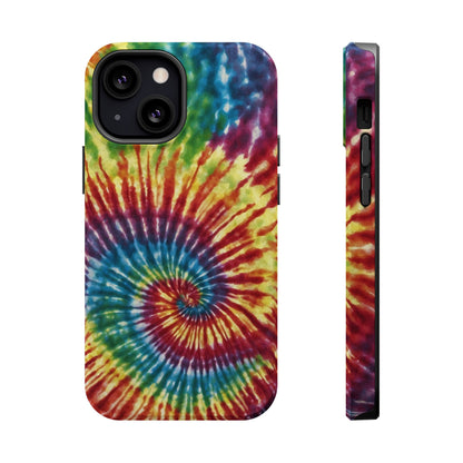 Vibrant Spiral Tie-Dye MagSafe Case – Retro Rainbow Design