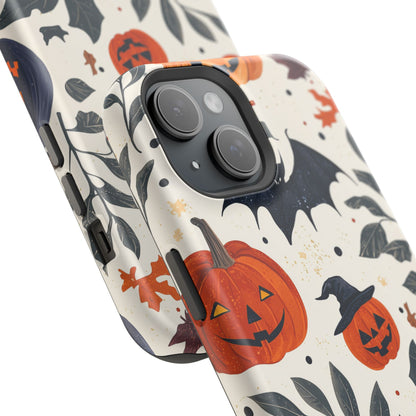 Spooky Halloween MagSafe iPhone Case – Pumpkins, Bats, and Spider Design