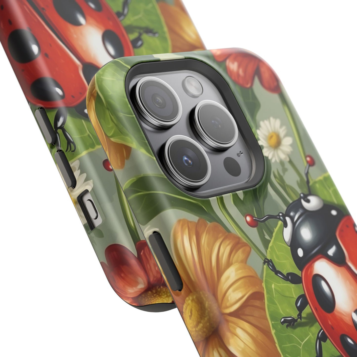 Ladybug Garden MagSafe iPhone Case – Whimsical Floral Design