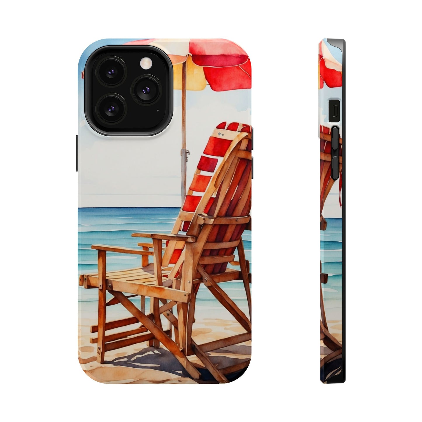 Beach Bliss MagSafe iPhone Series Case – Relaxing Seaside Chair and Umbrella Design