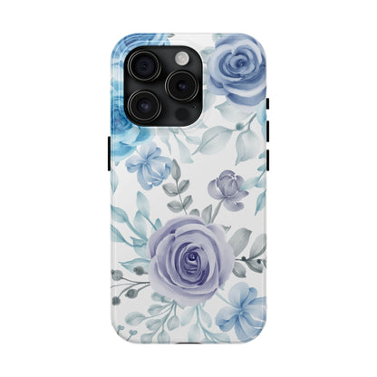 Elegant Blue & Violet Roses iPhone Case – Luxurious Floral Design for Chic Device Protection