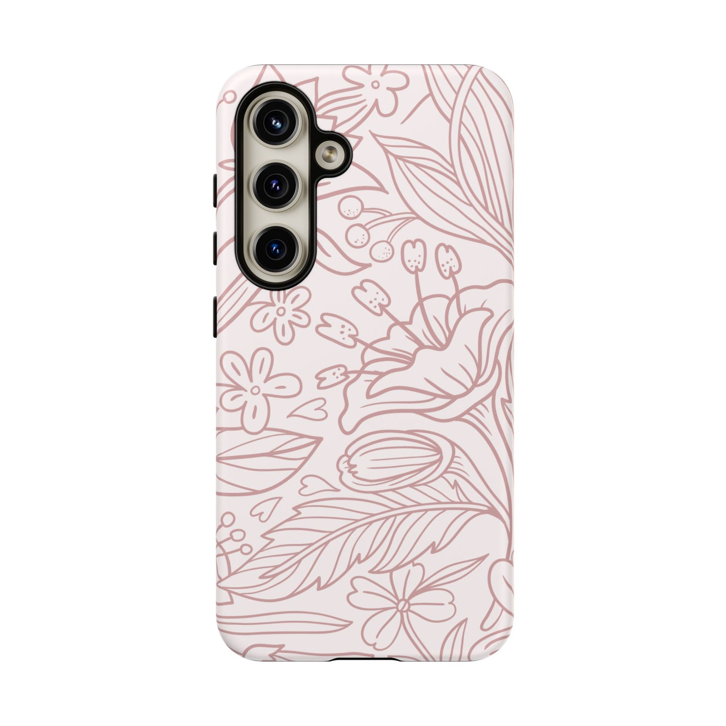 Blush Floral Line Art Tough Samsung Galaxy Case – Delicate Minimalist Design with Dual-Layer Protection