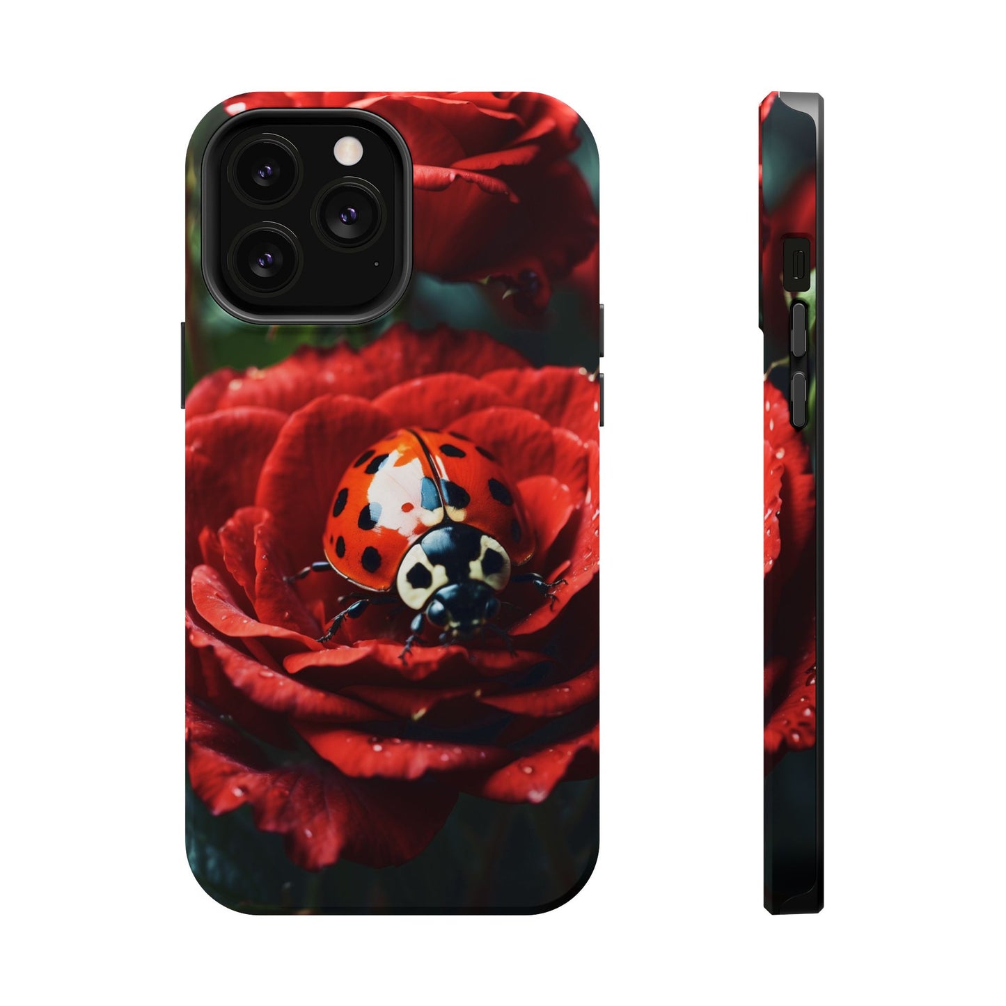 Elegant Rose & Ladybug Charm - MagSafe iPhone Case