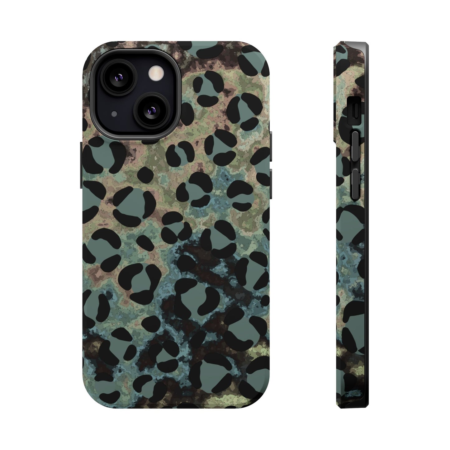 Moody Watercolor Leopard Print Tough MagSafe iPhone Case – Earthy Abstract Pattern with Dual-Layer Protection