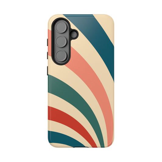 Retro Sunburst Swirl Samsung Galaxy Case – Dual-Layer Protection with Bold 70s Vibes