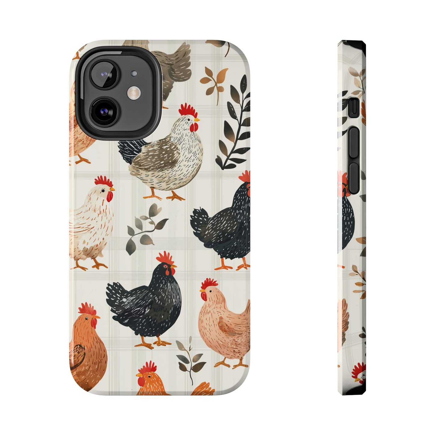 iPhone Case: Vintage Chicken & Leaves – Farmhouse Style Case