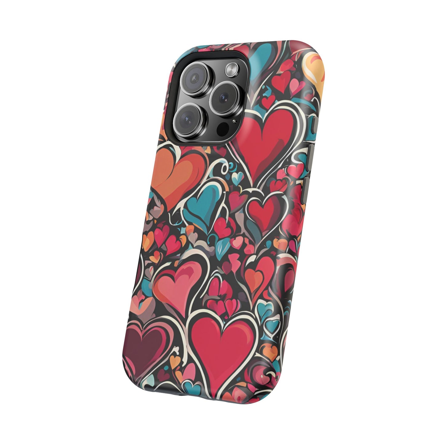 Vibrant Multicolor Heart Art – MagSafe-Compatible iPhone Case