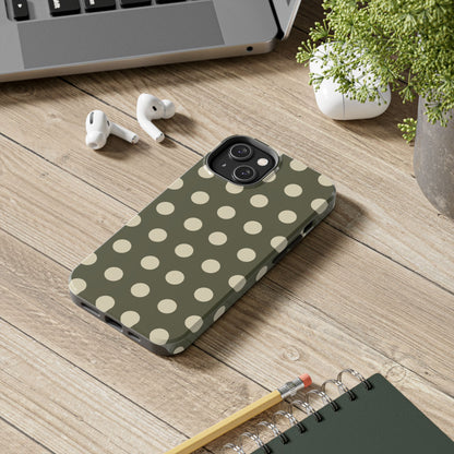 Vintage Green & Cream Polka Dots – iPhone Case