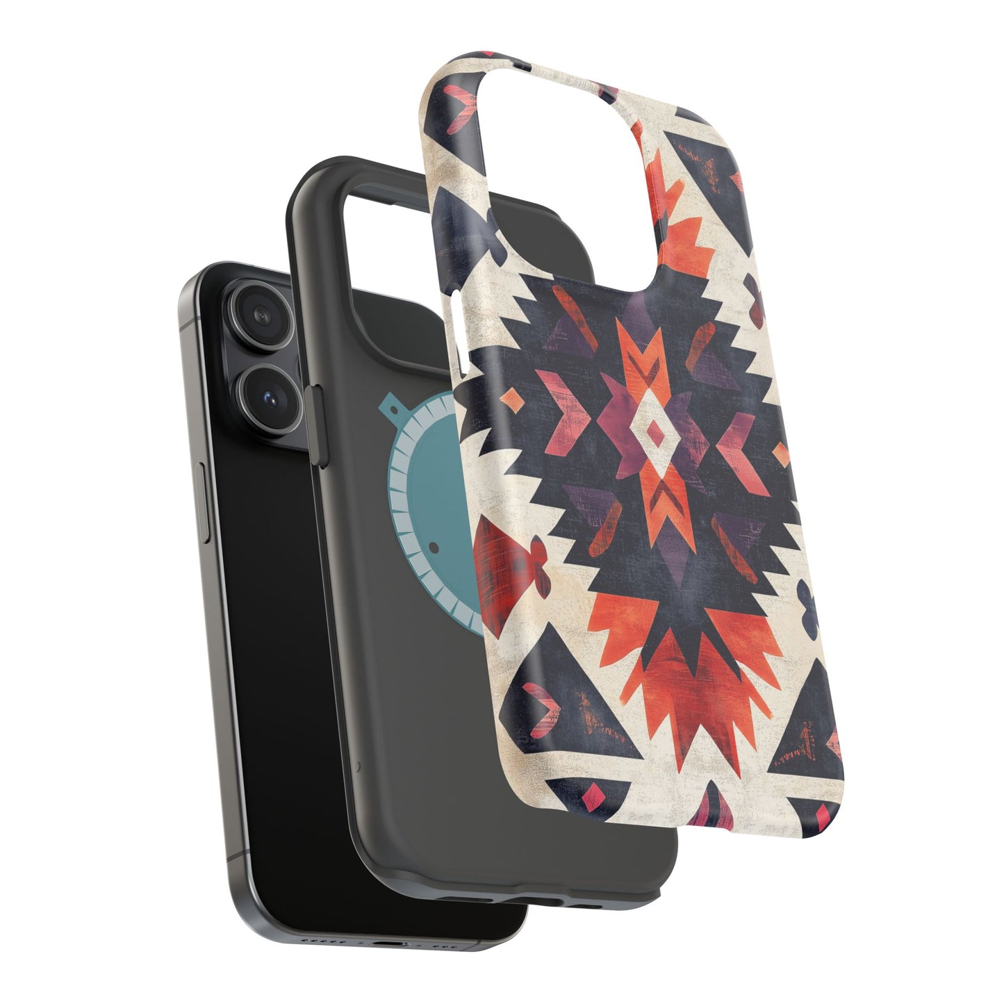 Boho Tribal Starburst Tough MagSafe iPhone Case – Vibrant Geometric Design, Dual-Layer Protection