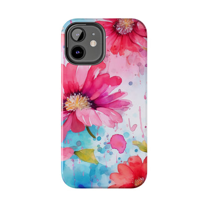 Vibrant Watercolor Red & Pink Floral - iPhone Case