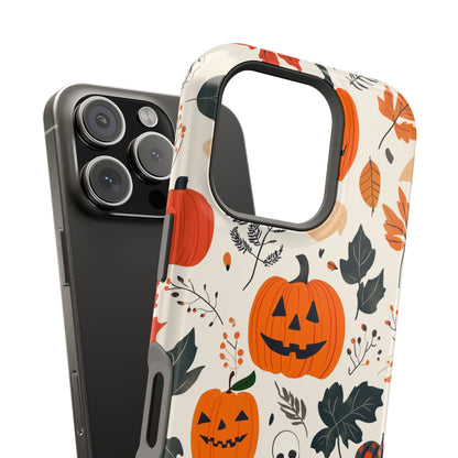 Spooky Pumpkin & Skeleton MagSafe iPhone Case – Halloween Jack-O'-Lantern Design