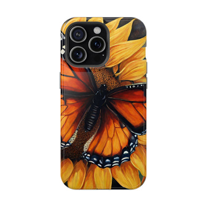 Monarch Butterfly & Sunflower Art – MagSafe iPhone Case