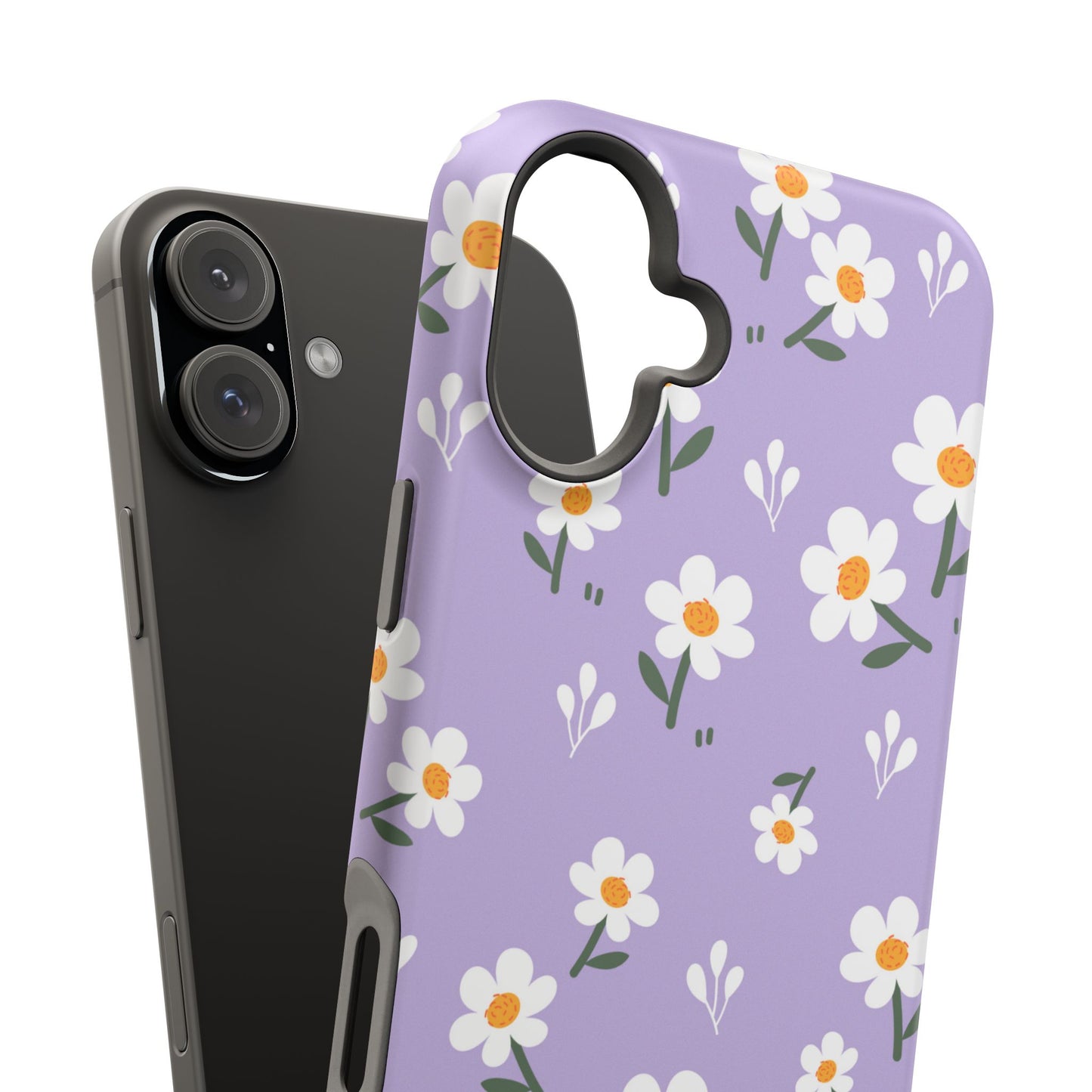 Purple Daisy Garden MagSafe  iPhone Case – Soft Lavender Background, Shockproof Protection with Slim Fit