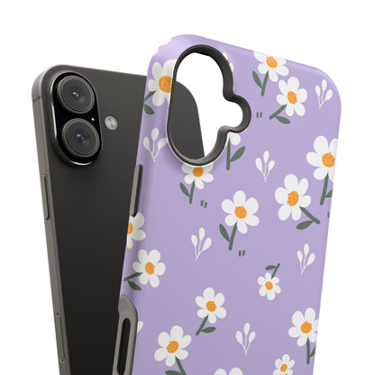 Purple Daisy Garden MagSafe  iPhone Case – Soft Lavender Background, Shockproof Protection with Slim Fit