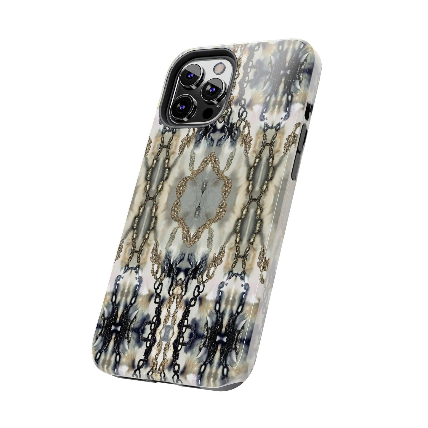 Abstract Marble - Metal Chain Pattern iPhone Case - Chic Protective Cover