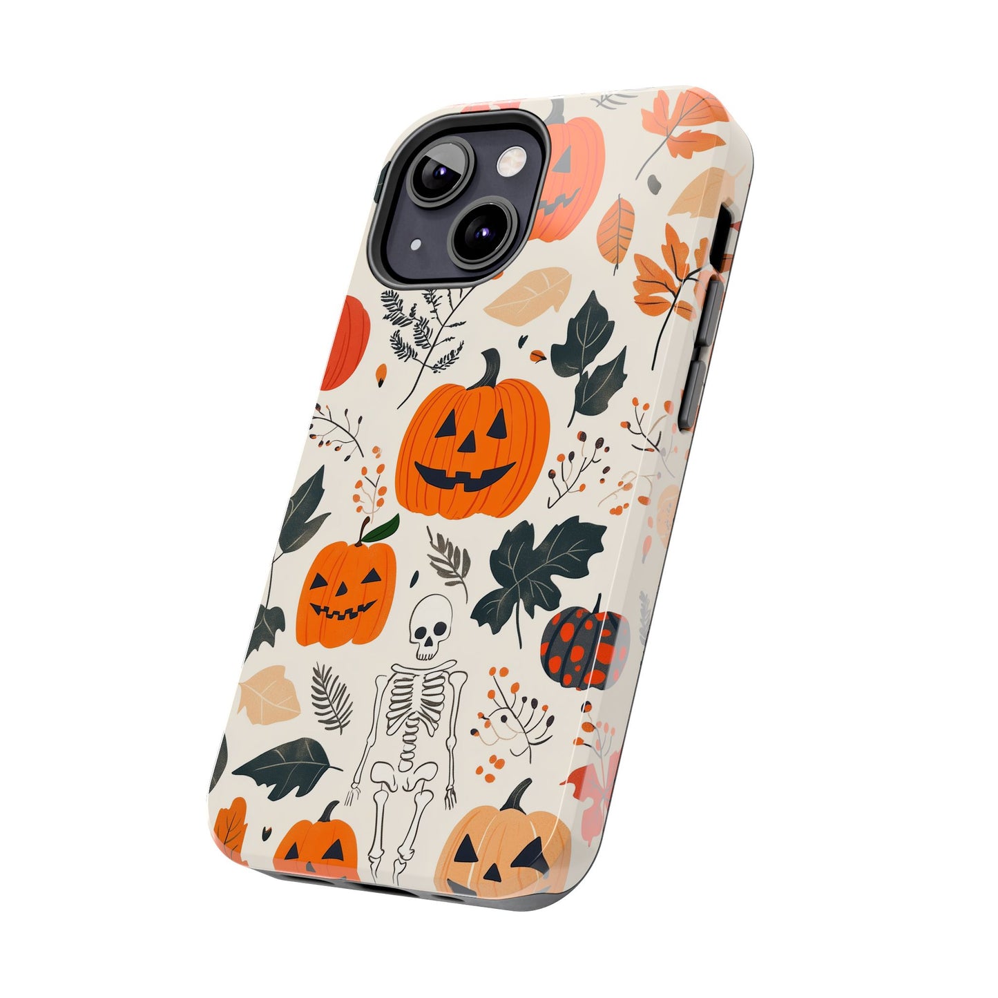 Spooky Pumpkin & Skeleton iPhone Case – Halloween Jack - O' - Lantern Design - BOGO Cases