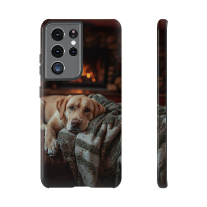 Cozy Labrador by Fireplace Samsung Galaxy Case – Rustic Cabin Protective Cover