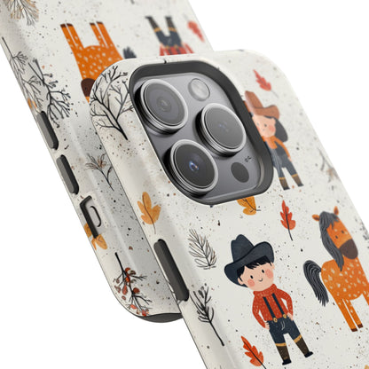 Cowboy Adventures Tough MagSafe iPhone Case – Cute Western Theme, Dual-Layer Protection