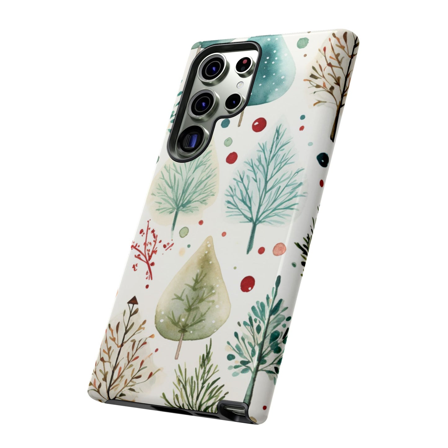 Watercolor Winter Trees Samsung Galaxy Case – Nature-Inspired, Holiday Theme Protective Cover