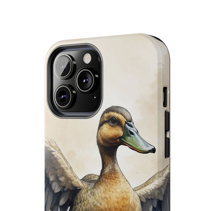 Graceful Duck in Watercolor Scene - iPhone Case