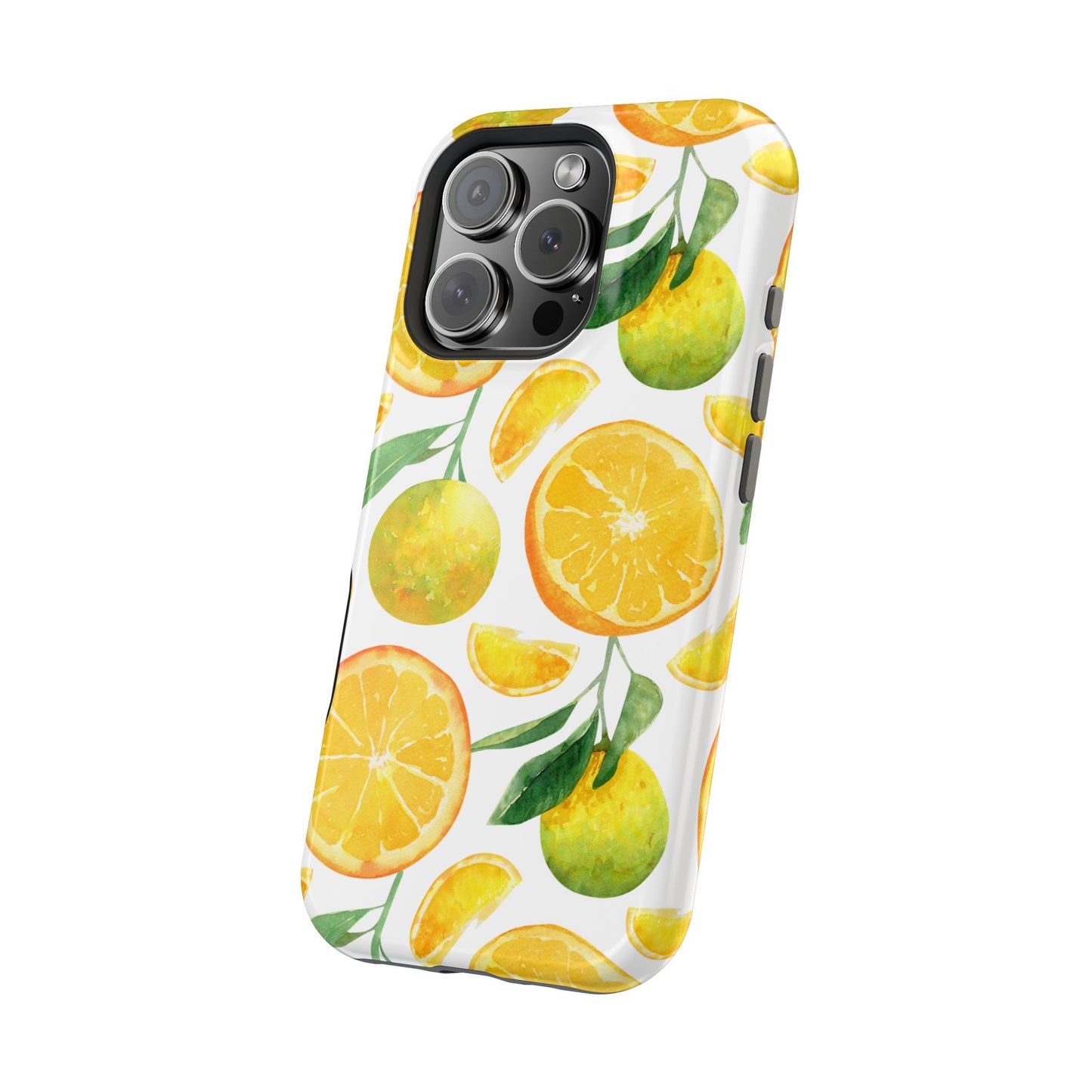 Sunny Citrus Grove Tough MagSafe iPhone Case – Watercolor Orange Design, Dual-Layer Protection