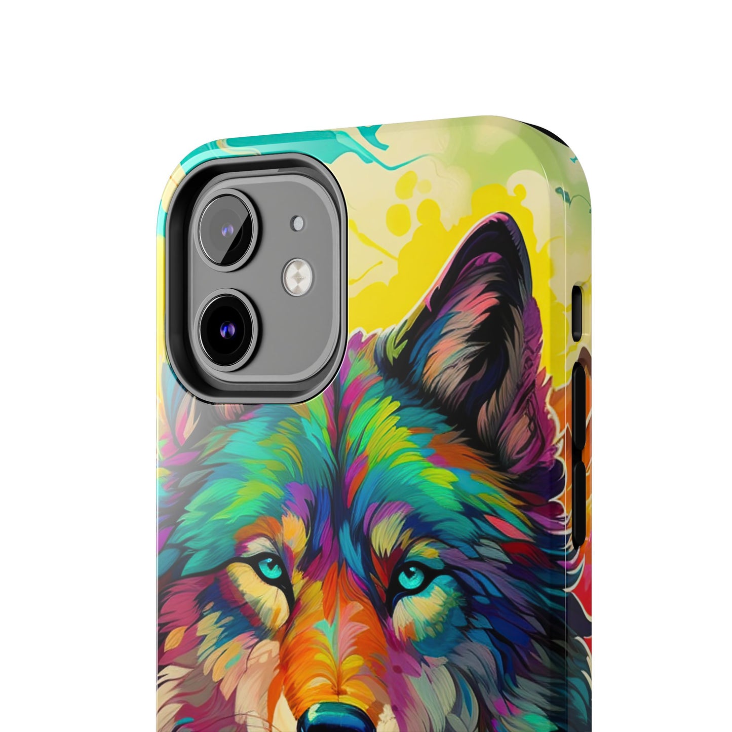 Rainbow Wolf in Bloom – iPhone Case with Vivid Nature Design