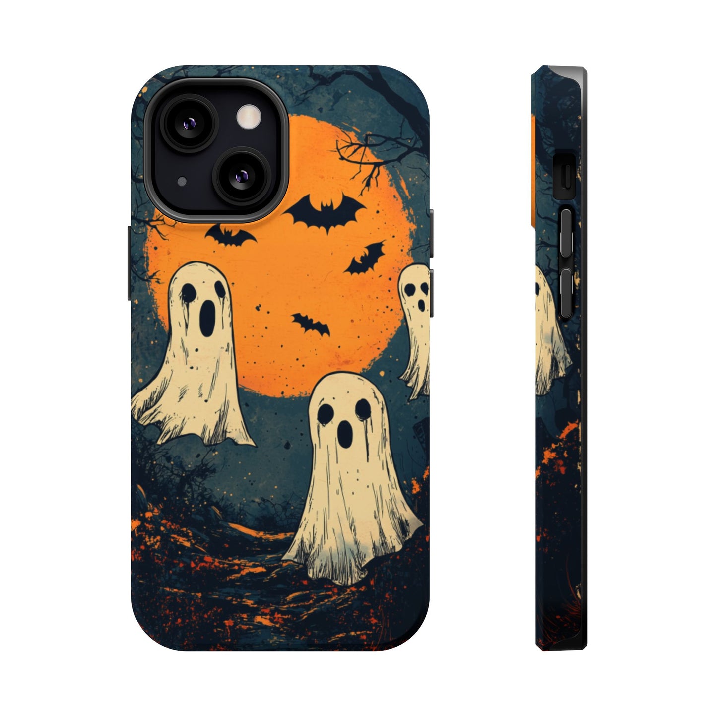 Haunted Ghosts & Full Moon MagSafe iPhone Case – Spooky Halloween Design