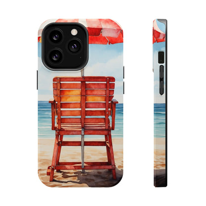 Beachfront Sunset Lounge MagSafe iPhone Case – Rearview Edition