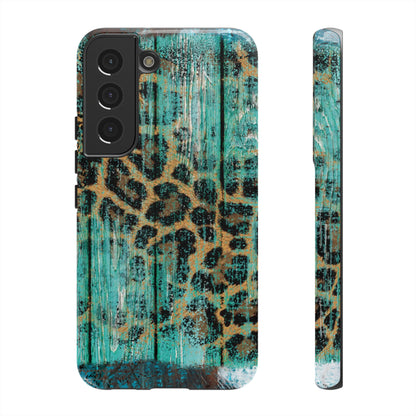 Turquoise Rustic Leopard Wood - Samsung Galaxy Series Case