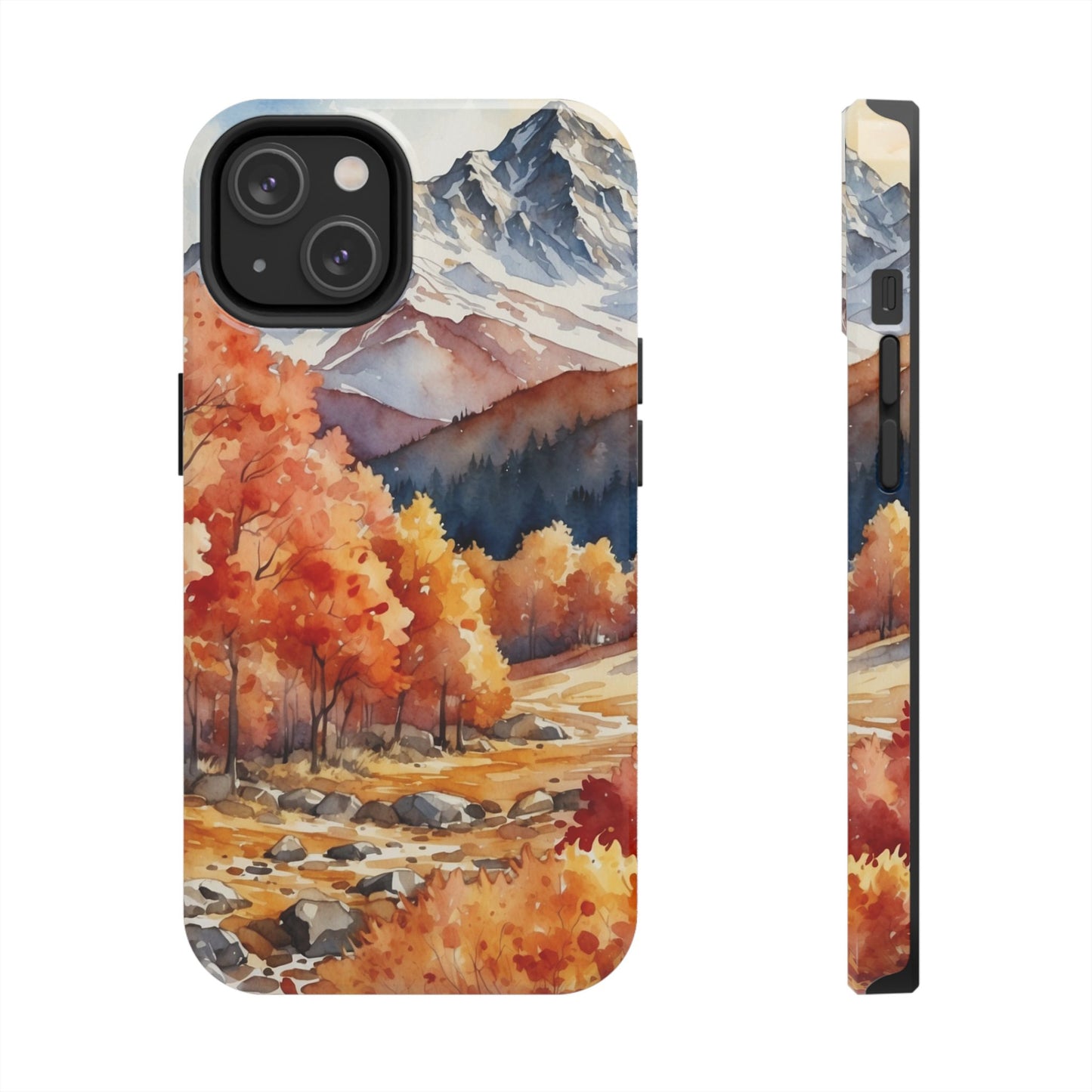 Watercolor Autumn Forest and Mountains - iPhone Case