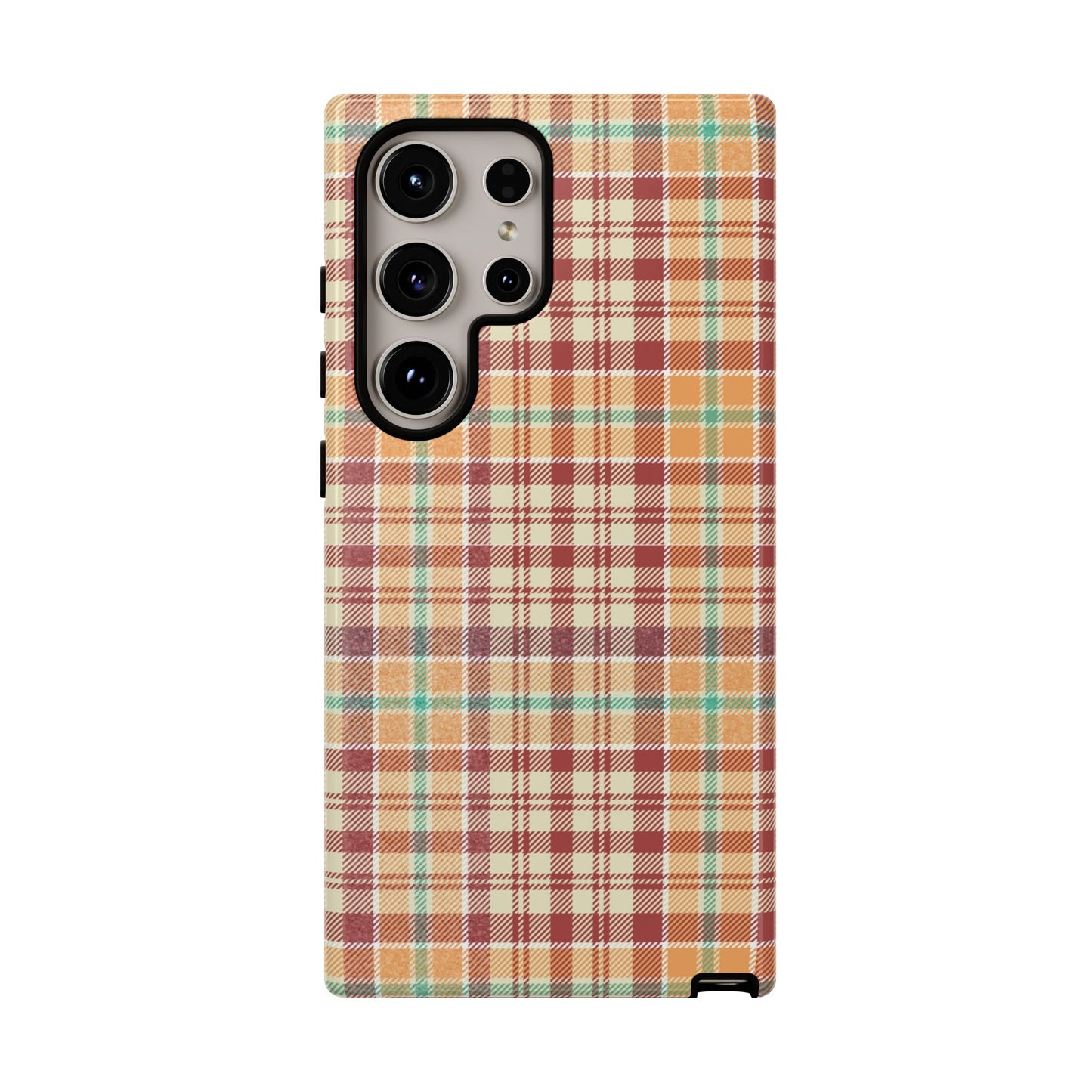 Retro Chic Plaid Samsung Galaxy Case in Red, Orange, Green & Cream – Timeless Vintage Design