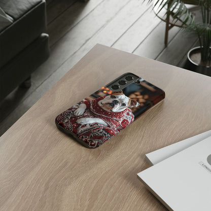 Cozy Bulldog in Sweater Samsung Galaxy Case – Festive Fireplace Protective Cove