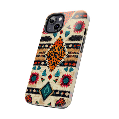 Wild Boho Leopard Print & Floral Tough iPhone Case – Eclectic Tribal Design, Dual - Layer Protection - BOGO Cases