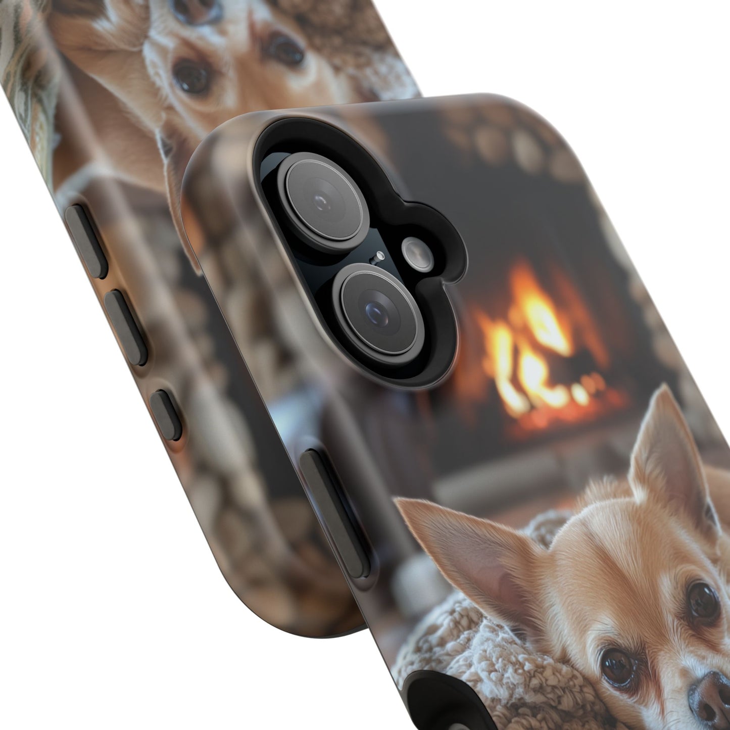 Relaxing Chihuahua by Fireplace MagSafe iPhone Case – Functional and Cozy Design