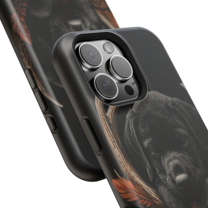 Charming Black Labrador Puppy on Feathers MagSafe iPhone Case