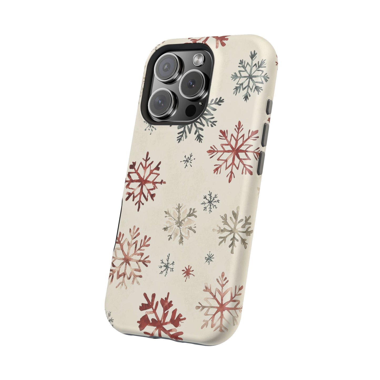 Vintage Red and Gray Snowflake Pattern – MagSafe iPhone Series Case