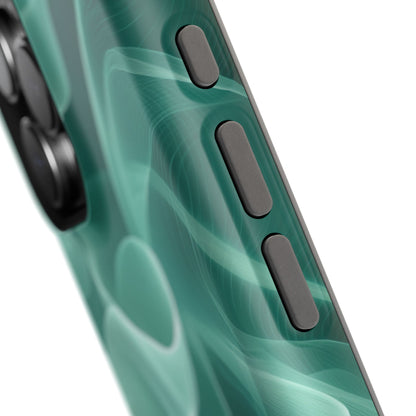 Emerald Flow MagSafe iPhone Case – Translucent Green Fabric-Inspired Design