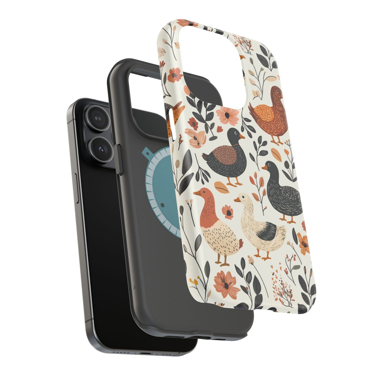 MagSafe iPhone Case: Vintage Duck – Floral & Leaf Design