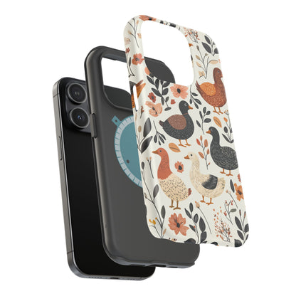 MagSafe iPhone Case: Vintage Duck – Floral & Leaf Design