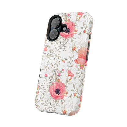 Pink Floral Watercolor MagSafe iPhone Case – Elegant Blossom Design with Magnetic Compatibility